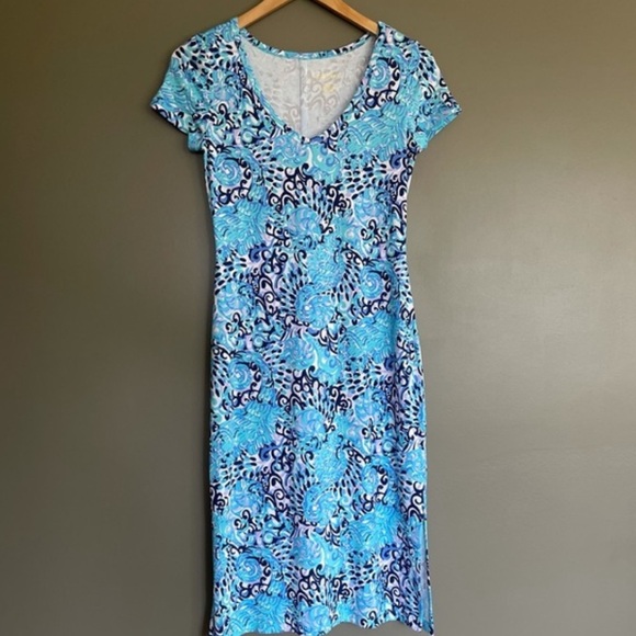 Lilly Pulitzer Malin Midi Dress Seahorse Print T Shirt Dress - Picture 2 of 7